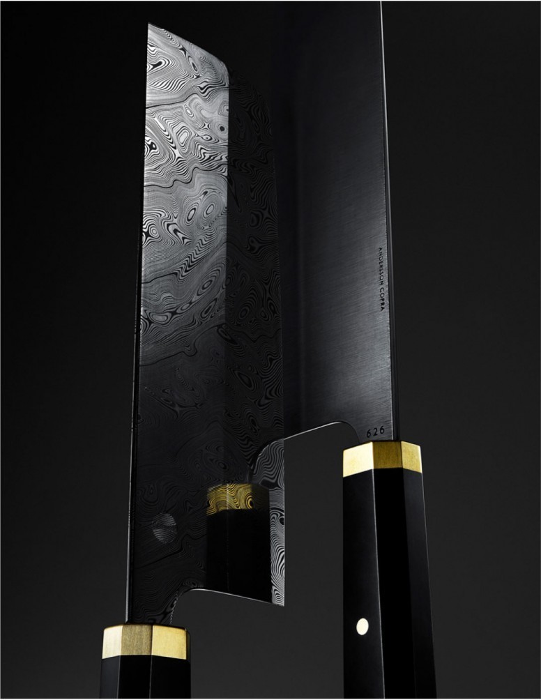 Nakiri LS150 limited edition Damasteel chef's vegetable knife by Andersson Copra.