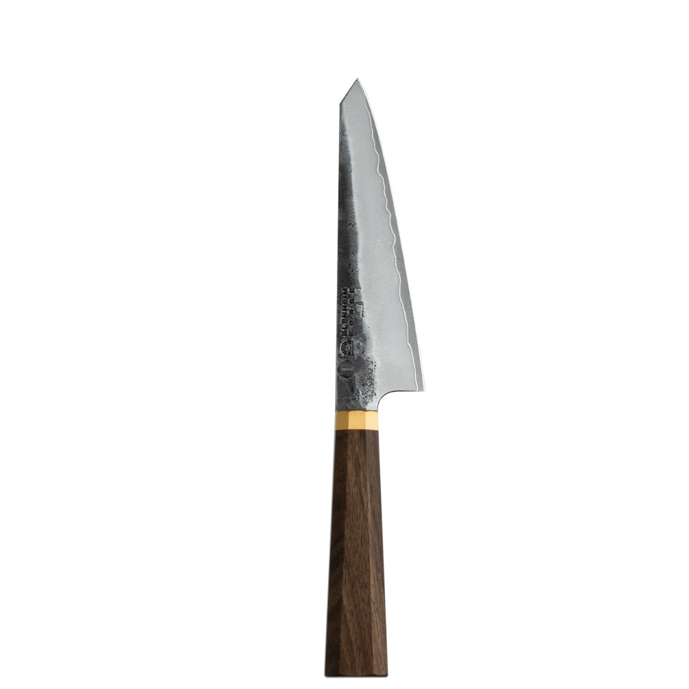 Honesuki LS150 chef's utility knife collaboration with Blenheim Forge. Honesuki LS150 chef's utility knife collaboration with Blenheim Forge.