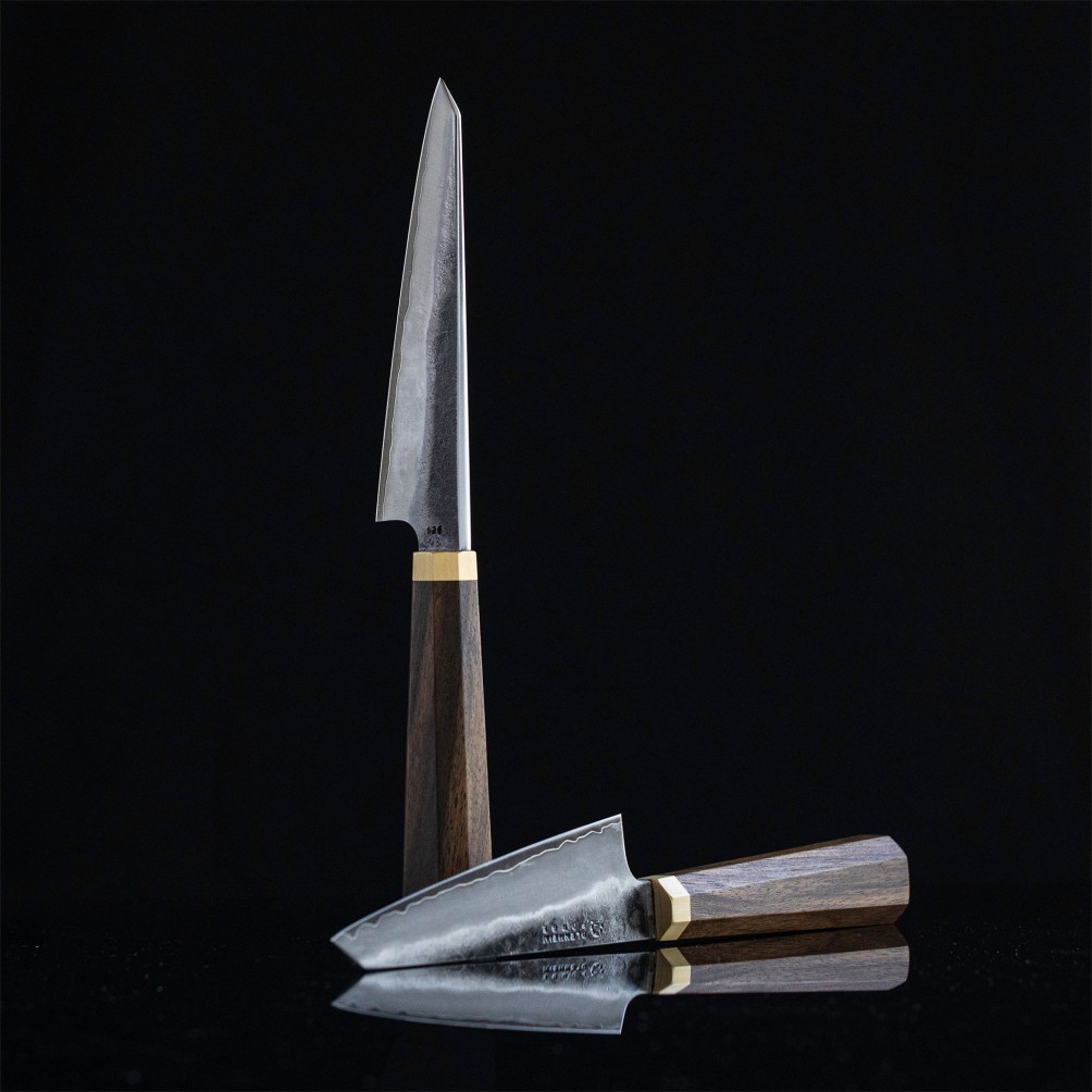Honesuki LS150 chef's utility knife collaboration with Blenheim Forge. Honesuki LS150 chef's utility knife collaboration with Blenheim Forge.