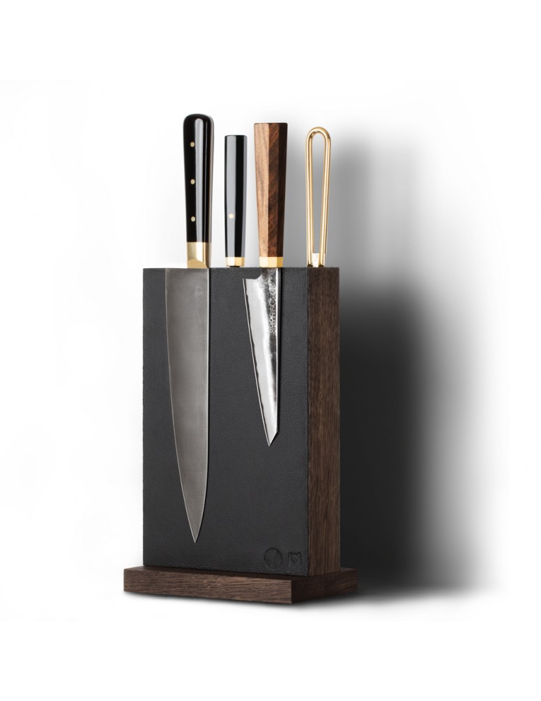 Leather & Oak Magnetic Knife Block