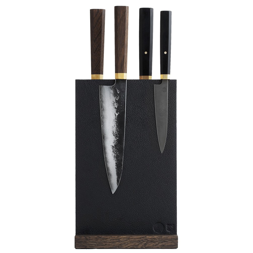 Leather & Oak Magnetic Knife Block