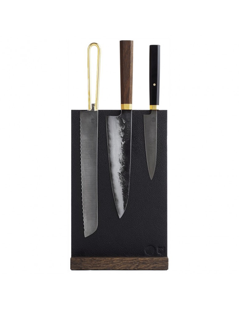 Leather & Oak Magnetic Knife Block